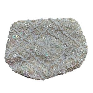 Vintage beads & sequins small clutch purse or coin pouch dressy 50's Hong Kong